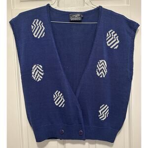 Vintage 80s 90s Knit Sweater Vest Women’s Petite L- Preppy Retro Grandmacore